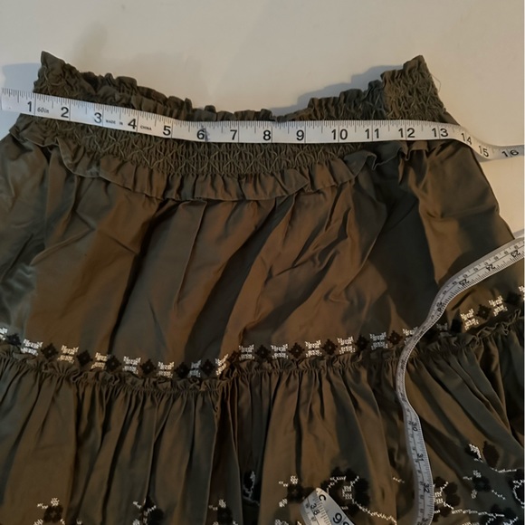 Kate Spade Olive Hue Green Black/White Embroidered Floral Poplin Skirt NWT M - Picture 14 of 15